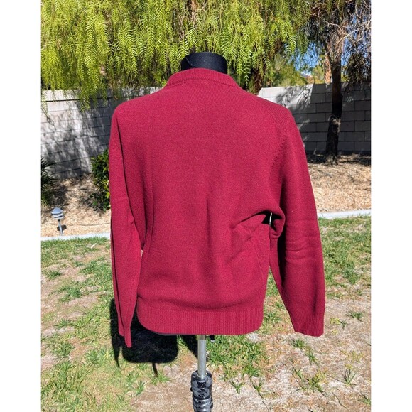DAMAGED/HOLE Vintage Giordano Burgundy Red Lambswool Men's Med Pullover Sweater - Picture 4 of 8